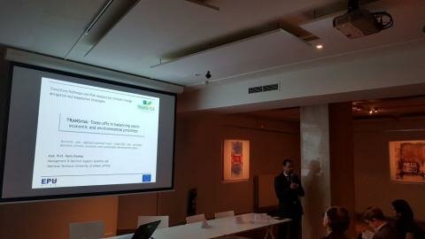 Haris Doukas from NTUA presenting Trade-offs in balancing socio-economic and environmental priorities